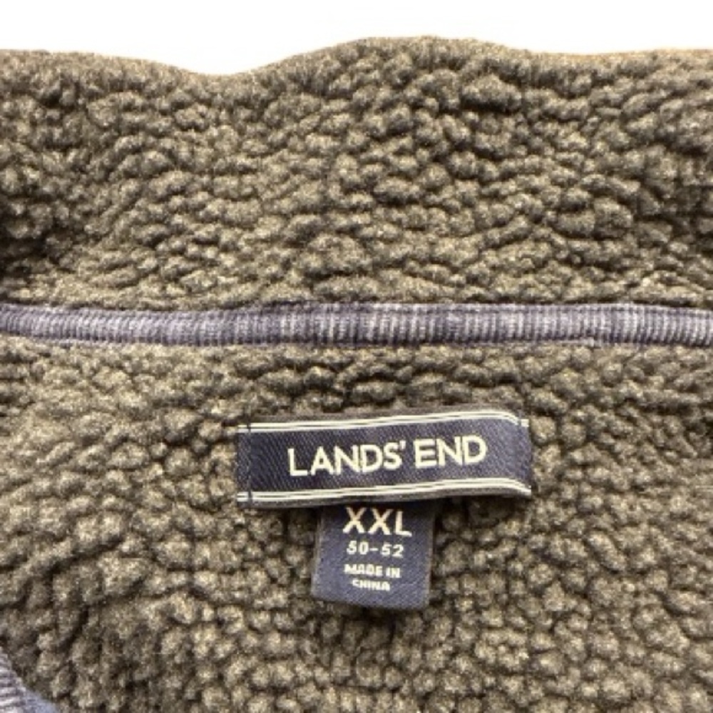Lands’ End Blue Men’s Quarter-Zip Pullover XXL Sherpa Collar Cotton Knit Sweater - Picture 7 of 7